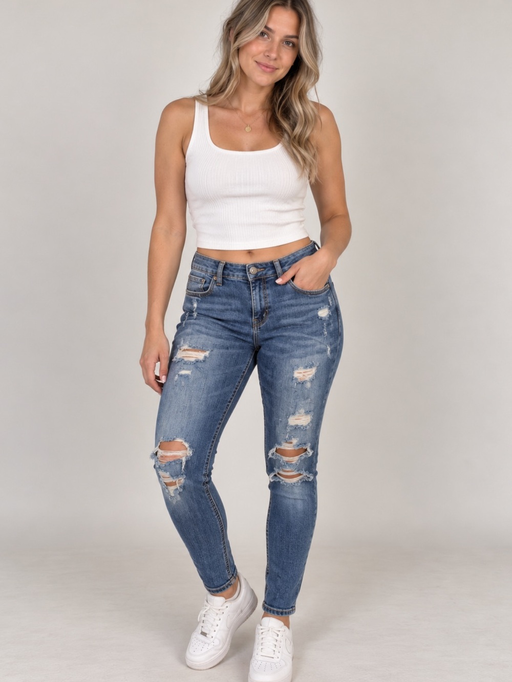 Silver Jeans Suki Y2K Distressed Mid Rise Skinny Jeans W32 L31 Grunge
